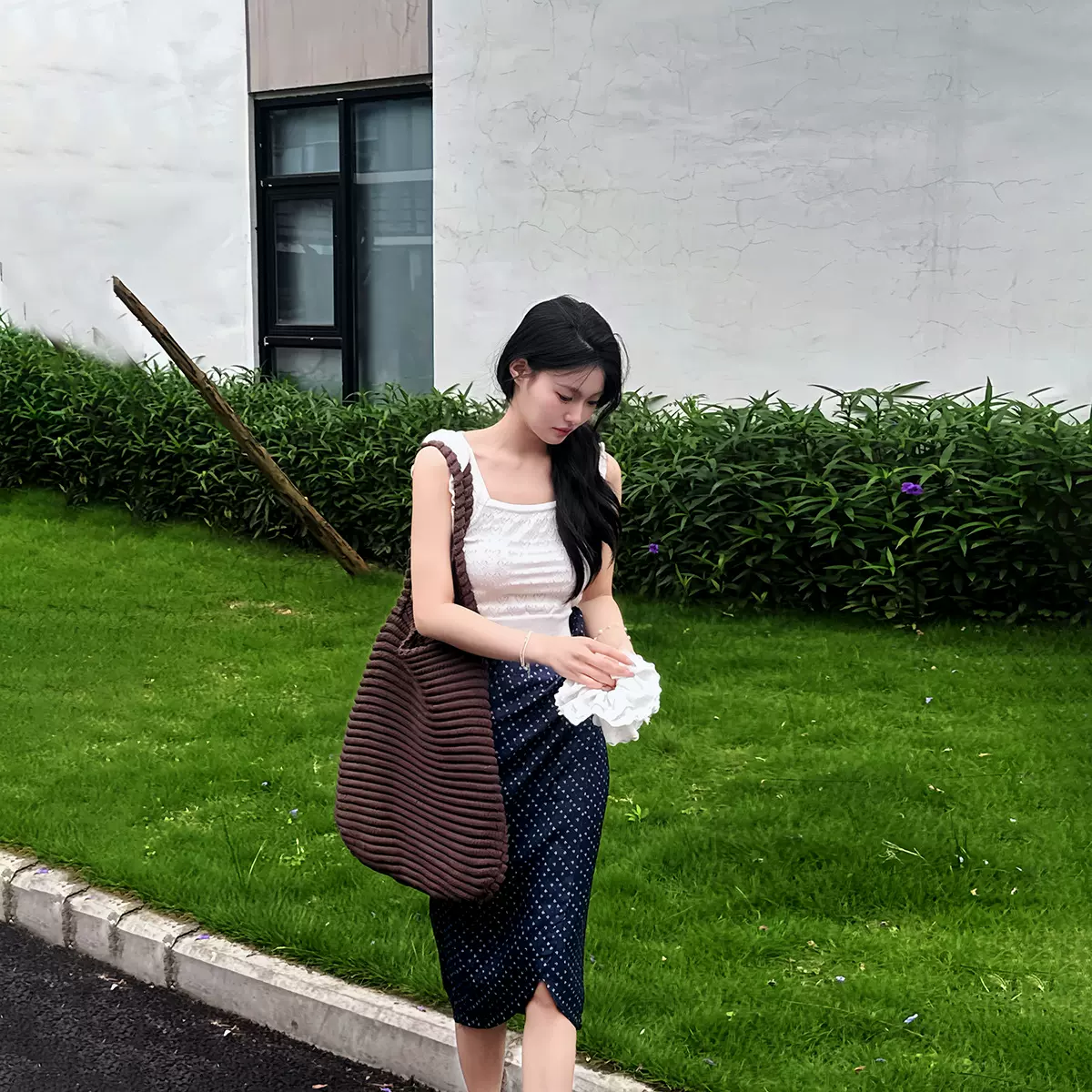 【拉裴尔暮歌】无袖羊毛针织背心开叉半裙两件套夏日绝美套装裙