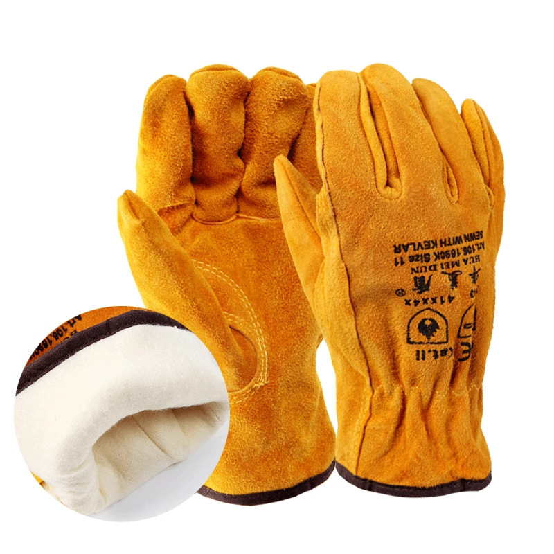 FN111 노란색 소가죽 방한장갑(보온면)