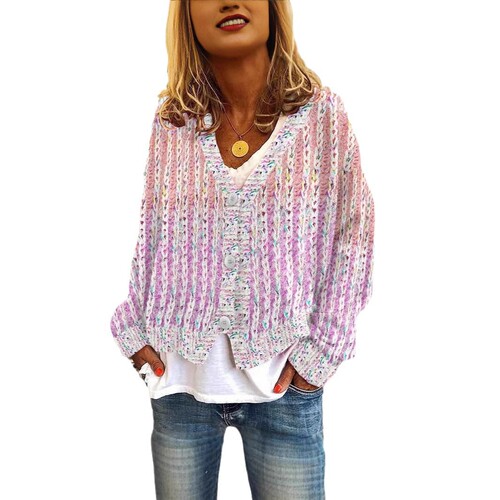 Women's Loose Casual Print Cardigan Sweater Outdoor Sweet Style 2025