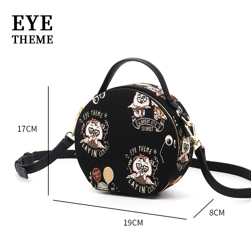 Mujeres bordadas Xiaoyuanbao portátil encantador diseño de cremallera de viento bolso de lona caricatura bolso de dama 2706 #