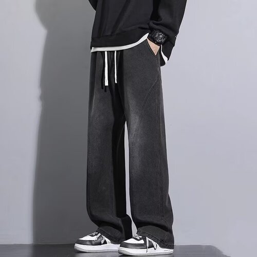 Straight jeans, men's autumn and winter thick loose machete pants, 2025 new American fashion brand men's casual pants