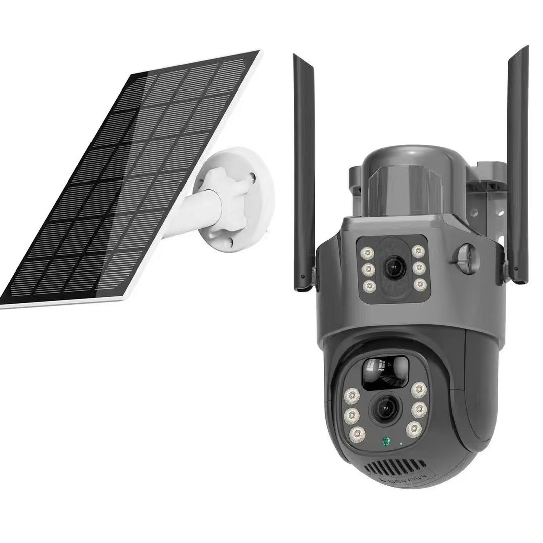 Monitoreo transfronterizo al aire libre cámara solar máquina de pelota impermeable 4G HD monitoreo de doble pantalla teléfono móvil de visión remota