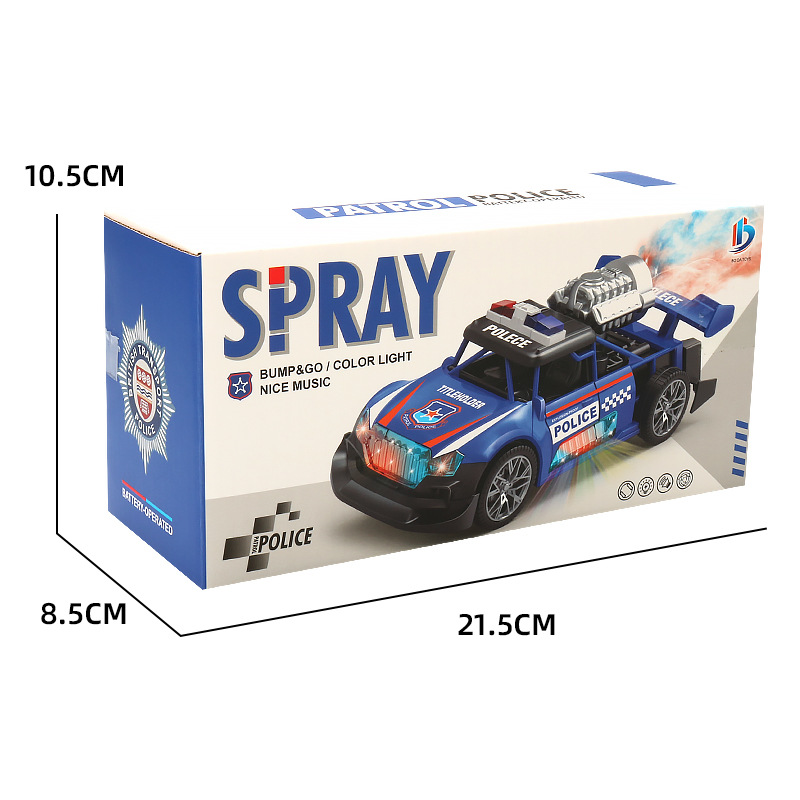 Pulverización universal eléctrica coche de juguete policía música iluminación simulación modelo de carreras coche de cuatro ruedas niño barraca de juguetes