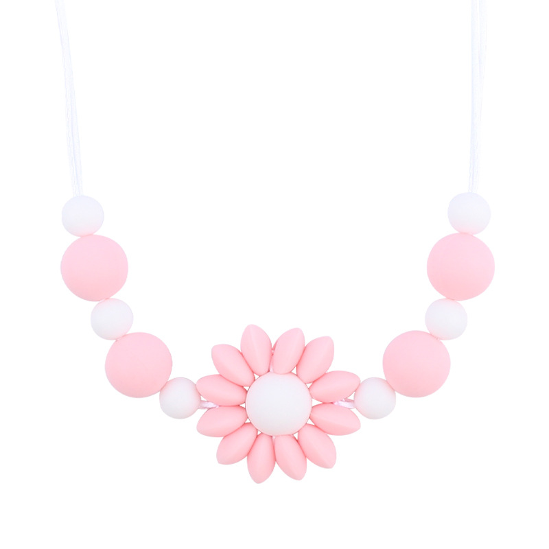 Bebé collar de flores de dibujos animados bebé creativo cuentas de silicona mordedura molar masticable COLLAR COLGANTE hecho a mano