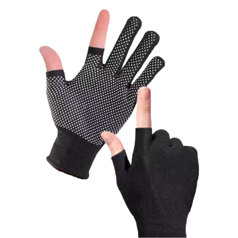 Verano de las mujeres de protección solar té picking Protección Laboral dispensación antideslizante montar al aire libre guantes delgados de los hombres con dos dedos y pantalla táctil