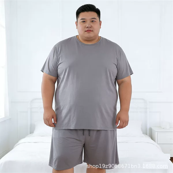 Summer Men's Short-Sleeved Shorts, Round-Neck Pajamas, Loose Modal Plus Size, Can Be Worn Outside, Home Wear, Wholesale