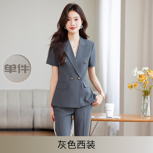 Business Wear Short-sleeved Suit Jacket Women's Summer Thin Fashionable Elegant Goddess Jewelry Store Overalls Two-piece Set