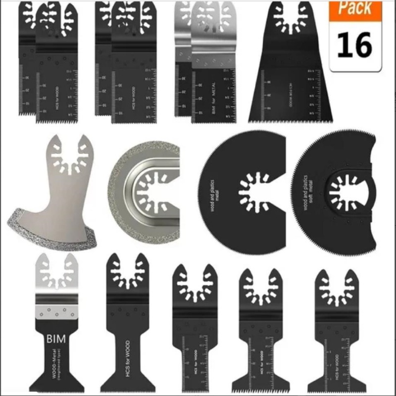 16件/套万用宝多功能摆动锯片组合套装木工切割塑料半圆打磨片
