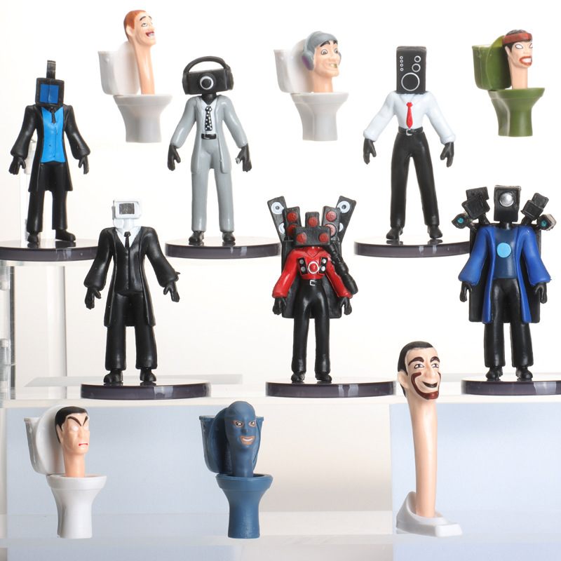 화장실 남자와 모니터 남자 장난감 손으로 만든 퍼즐 타이탄 오디오 맨 VS TV 남자 인형 모델 인형 남자와 여자
