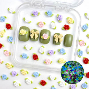 Explosions Luminous Rose Carved Nail Art Jewelry Resin Stereo Flower Bud Finished Pile Leaf Wear Armor Material Live