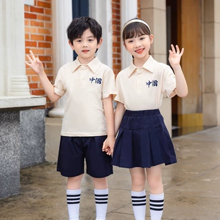 儿童夏季中国短袖套装两件套小学生班级班服校服幼儿园园服团体服