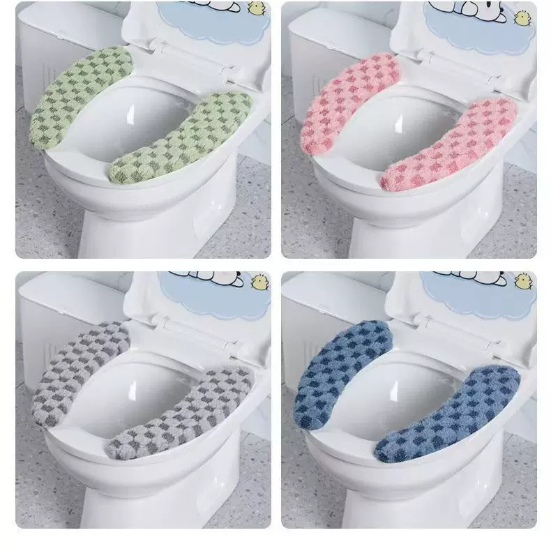 家用加厚毛绒马桶垫坐垫马桶贴坐便贴可水洗粘贴式通用秋冬款批发