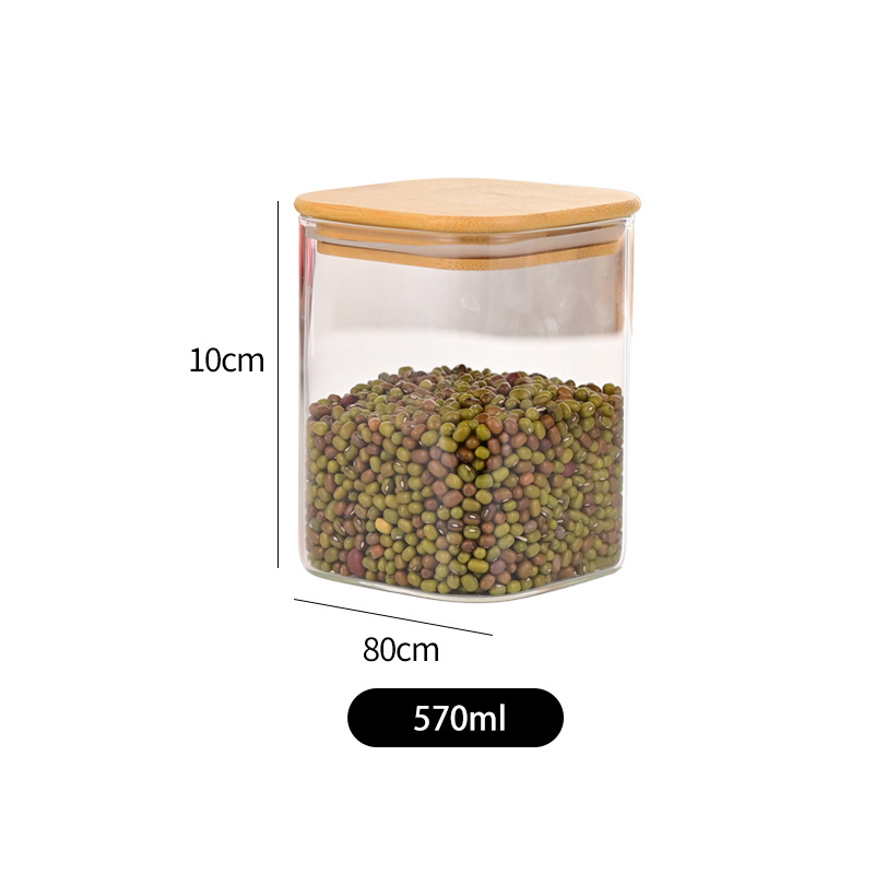 vidrio bambú cubierta sellado tanque de almacenamiento de condimentos de granos gruesos frutas secas té granos de café tanque de almacenamiento sellado a prueba de humedad
