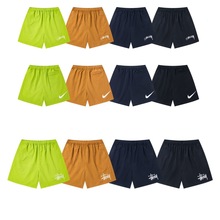 高品Stu经典Logo印花内层网布五分裤速干沙滩男女情侣黑八短裤潮