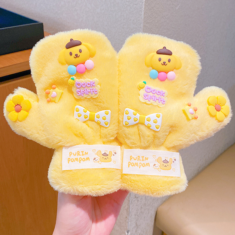 Guantes DIY para niñas Kolomi otoño y invierno para niños calientes dedos de punto para niñas de punto de lana caliente cinco dedos