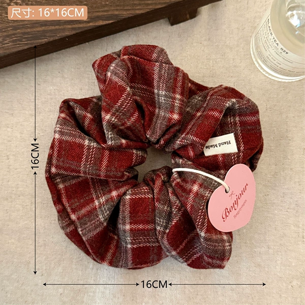 5# red plaid large intestine hair tie
