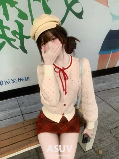 感波点氛围短裙套装开衫红格穿搭过年年千金战袍富家冬日圣诞25女