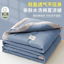 夏季纯色薄被子单人双人水洗棉夏凉被空调被芯可机洗