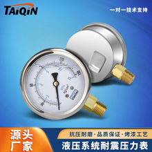 YN60耐震直立压力表 液压站不锈钢气压表负压表 液压系统油压表