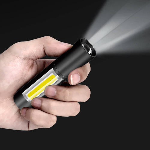 USB rechargeable portable COB side light outdoor lighting mini gift flashlight new LED zoom bright flashlight