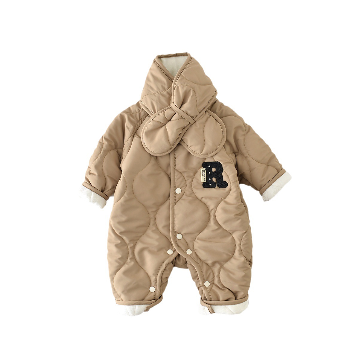 (2개) 점프 수트 겨울 퀼트면 패딩 재킷은 남자를위한 한국식  의 기모 따뜻한면 패딩 옷 등반 옷 스카프 보내기