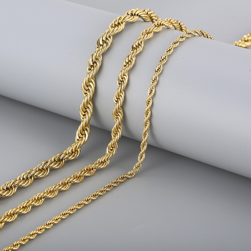 304 Stainless Steel Material PVD Coated 18K Gold Plated Geometric Titanium Steel Simple Style Waterproof Non Tarnish Necklace
