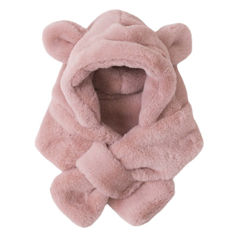Маленькая медвежонка зимняя теплая ухо шапка простой мужской и женский шарф шапка