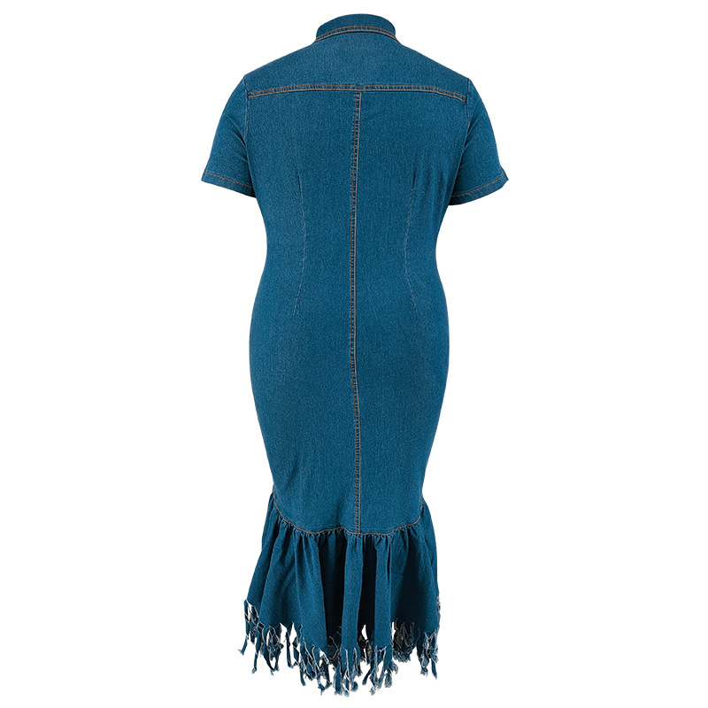 Women's Clothing Elegant Plus Size Women's Denim Dress Style Fashion For Formal & Casual For Women Striped Print Long_ecoleips.com