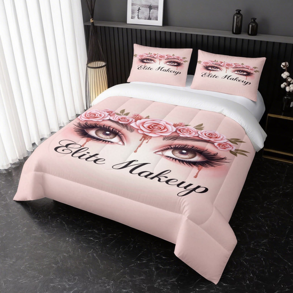 TEMU / JIT nuevo producto abstracto encantador pestañas impresión digital 3D 180gms funda de almohada set de ropa de cama