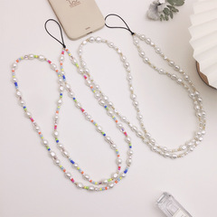 Japanese and Korean New Red Book INS Style Asymmetric Pearl High-End Fashion Anti-Lost Handbag Charms Long Phone Chain