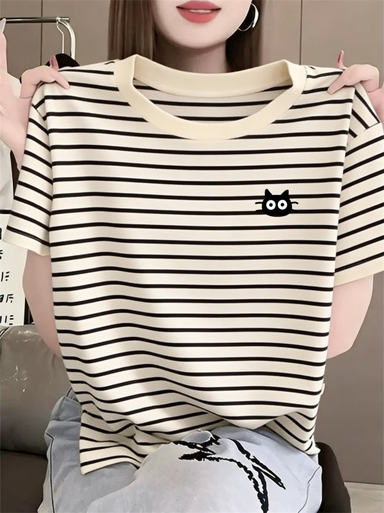 Qadın zolaqlı slim-fit qısaqol köynək