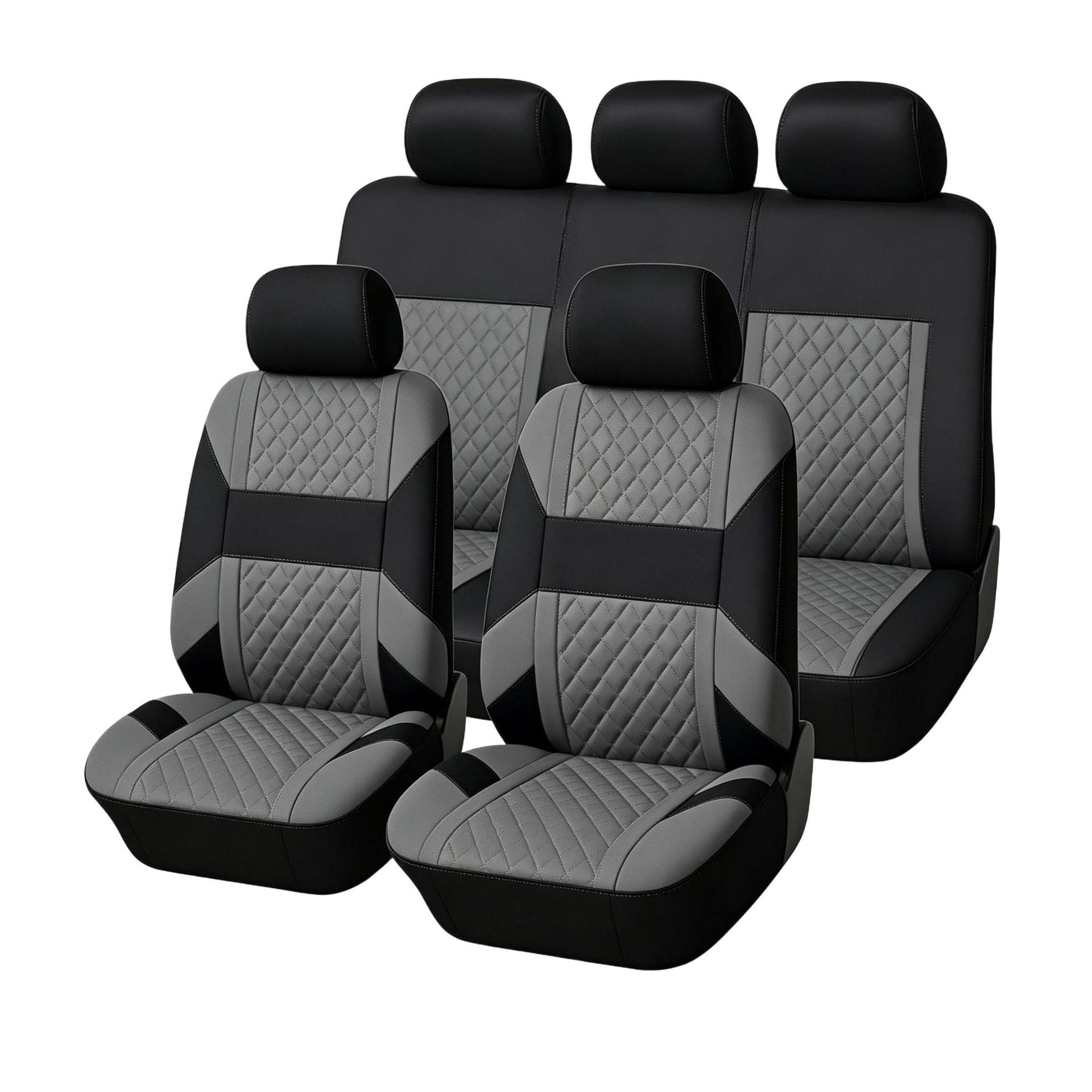 Manufacturer's universal car seat cover 3D horizontal stripe diamond pattern 9-piece set for five seats, suitable for cross-border e-commerce platforms like TEMU and Amazon