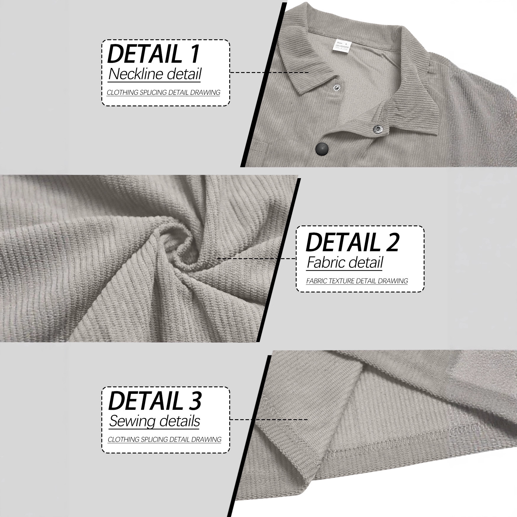 Nuevo otoño transfronterizo nuevo tamaño grande de camisa de botón de terciopelo TEMU casual suelto hombre bolsa abierta