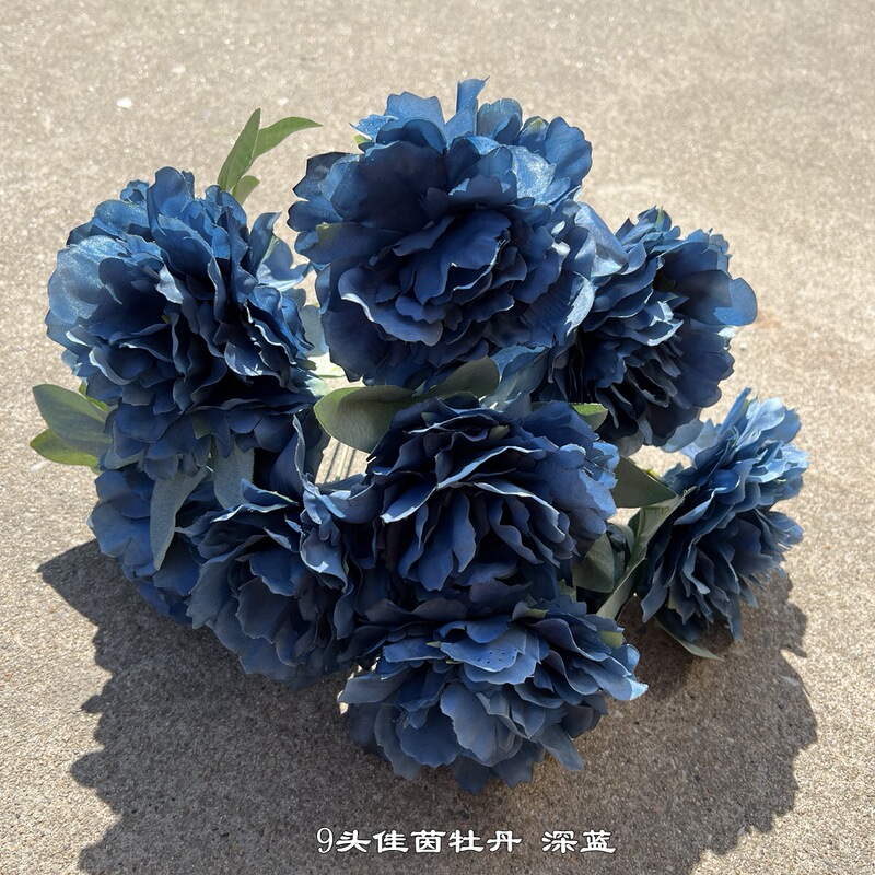 新商品の外国貿易の青いアジサイの青い色はバラの牡丹のアジサイの結婚祝いの柔らかい装飾の偽の花を卸売りします。|undefined