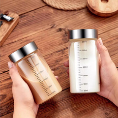 牛乳瓶ガラス豆乳カップテイクアウト子供用朝食カップスケール付きヨーグルトオートミールお粥電子レンジ加熱