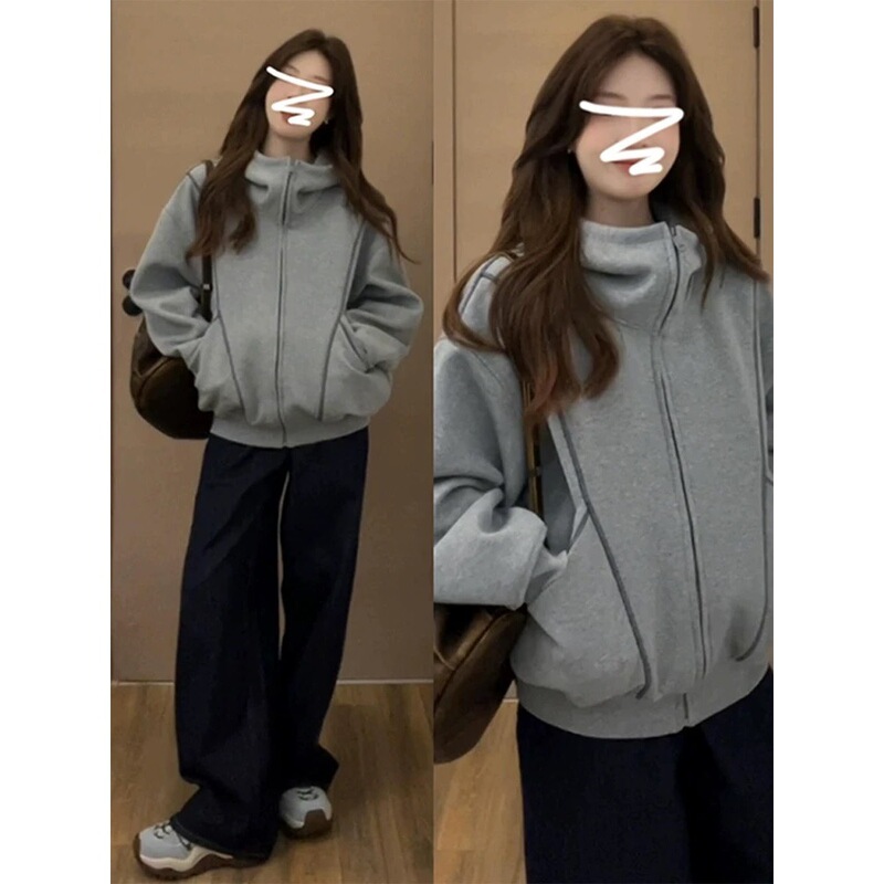 【In-stock pure cotton】Women's hooded sweatshirt jacket 2026 new spring popular hot-selling baseball jacket 【In-stock pure cotton】Women's hooded sweatshirt jacket 2026 new spring popular hot-selling baseball jacket