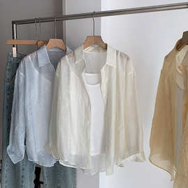 2026新款轻薄款烧花衬衫女上衣开衫+两件套衬衣韩系女装批发5965