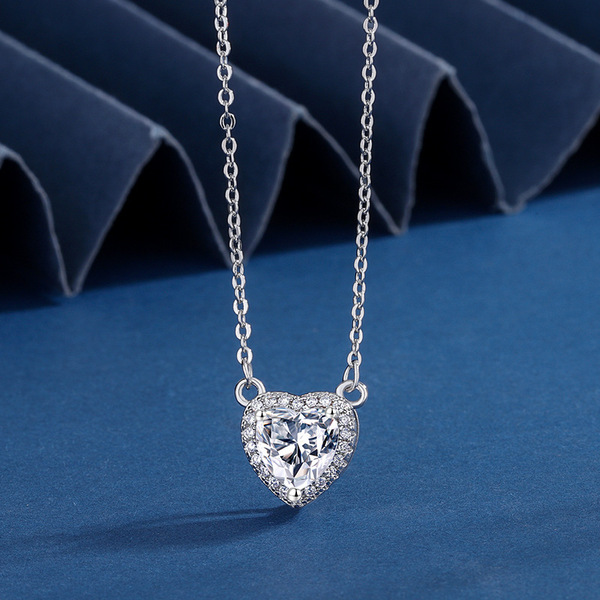 网红同款锆石爱心首饰套装女韩版简约气质心形项链耳钉套装ins潮