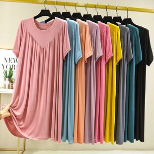 Thin dress, pijama, plus size, mid length, pleated skirt, loose fit