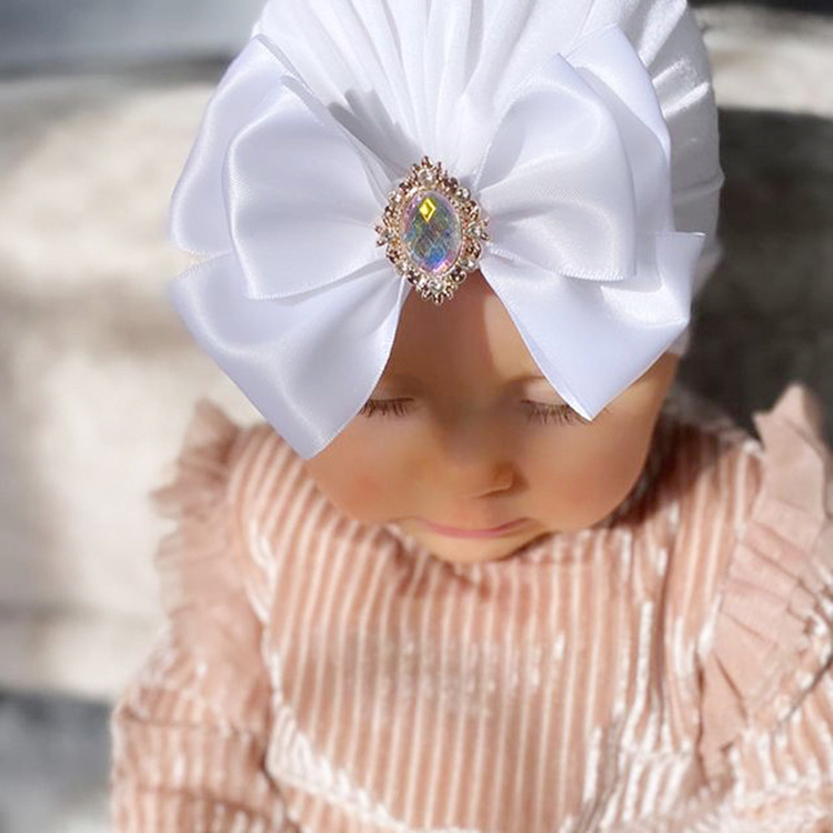 17g Weight Wedding Occasion Bow Knot Pattern Unisex Gender Fashion Style Grey, White, Pink, Purple, Red, Blue, Yellow, Black Color One Size Size Wholesale Children's Solid Color Big Bow Rhinestone Hedging Hat Nihaojewelry 4