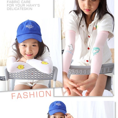 Summer Cartoon Ice Sleeves Children's Sun Protection Sleeves Printed Ice Silk Anti-UV Cute Outdoor Anti-mosquito Arm Sleeves Wholesale