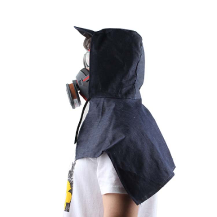 防尘风帽带眼镜披肩帽套头帽工地水泥面粉搬运工帆布牛仔布披肩帽