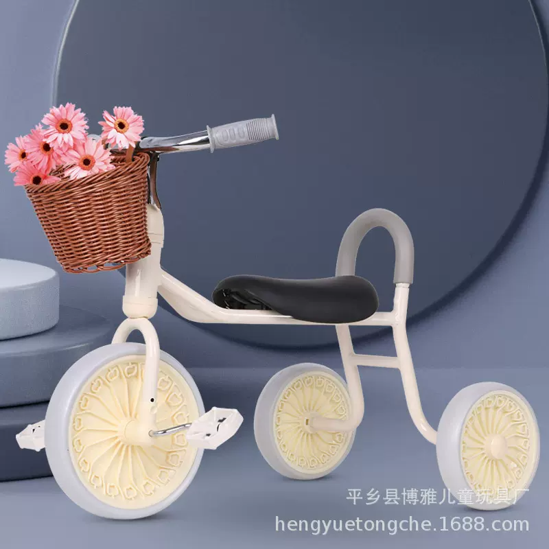 儿童三轮脚踏车小孩自行车宝宝车适合2至5岁藤编筐四轮四轮稳定