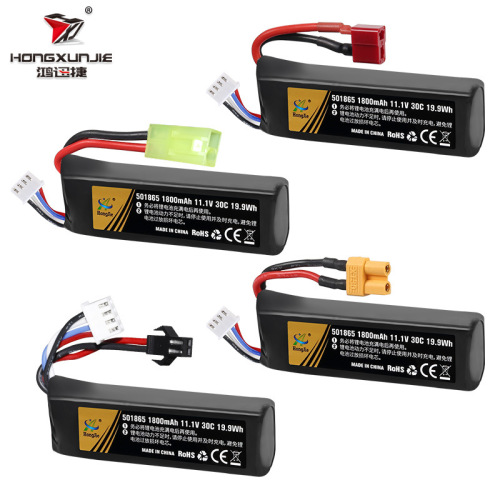 Factory sales 11.1V 1800mAh lithium battery high rate 30C toy accessories electric burst gun battery