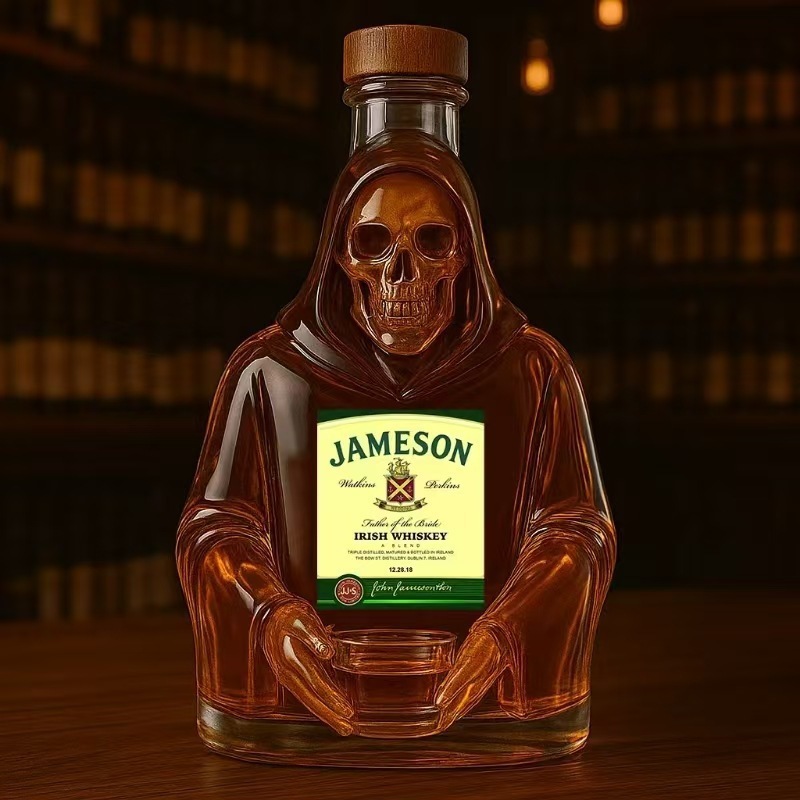 趣味威士忌酒瓶320ml明玻璃酒瓶家用高硼硅玻璃白酒红酒盛|undefined