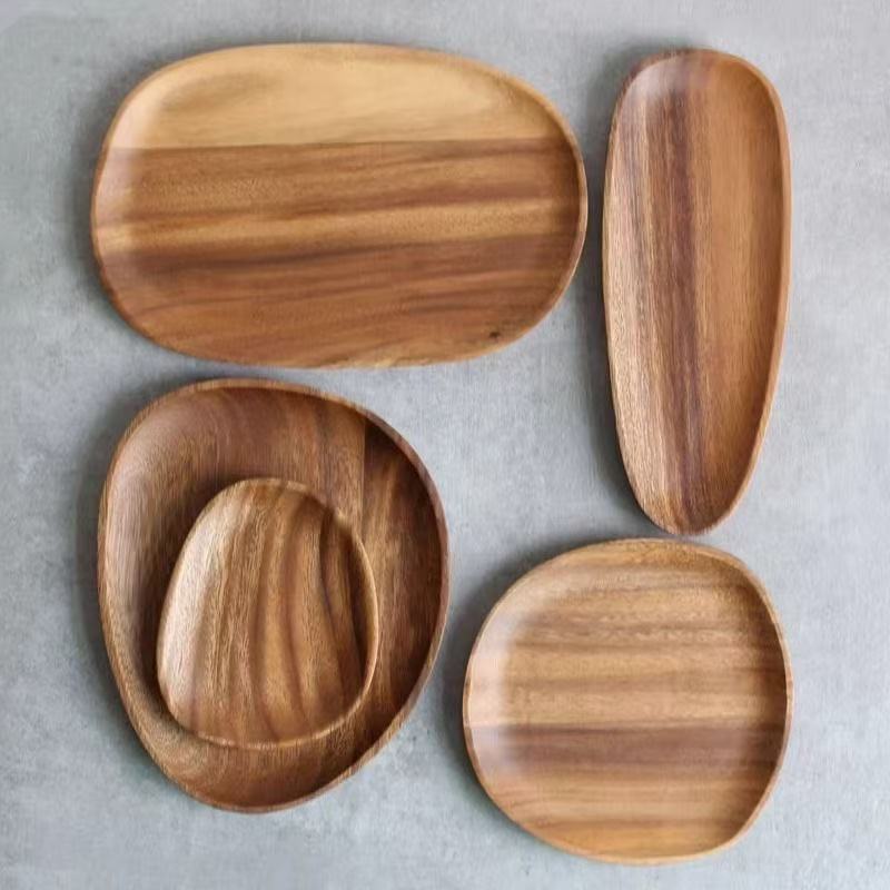 Cross-Border Walnut Wood Japanese-Style Wooden Tray Custom Acacia Wood Coffee Tray Solid Wood Plate Dish Snack Wooden Tray Set Cross-Border Walnut Wood Japanese-Style Wooden Tray Custom Acacia Wood Coffee Tray Solid Wood Plate Dish Snack Wooden Tray Set