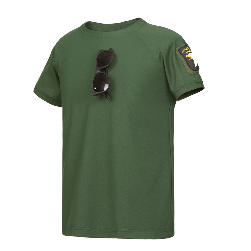 Camiseta de manga corta elástica al aire libre, secado rápido, camiseta de entrenamiento transpirable de malla de verano para hombres, camiseta de cuello redondo táctica suelta, manga corta