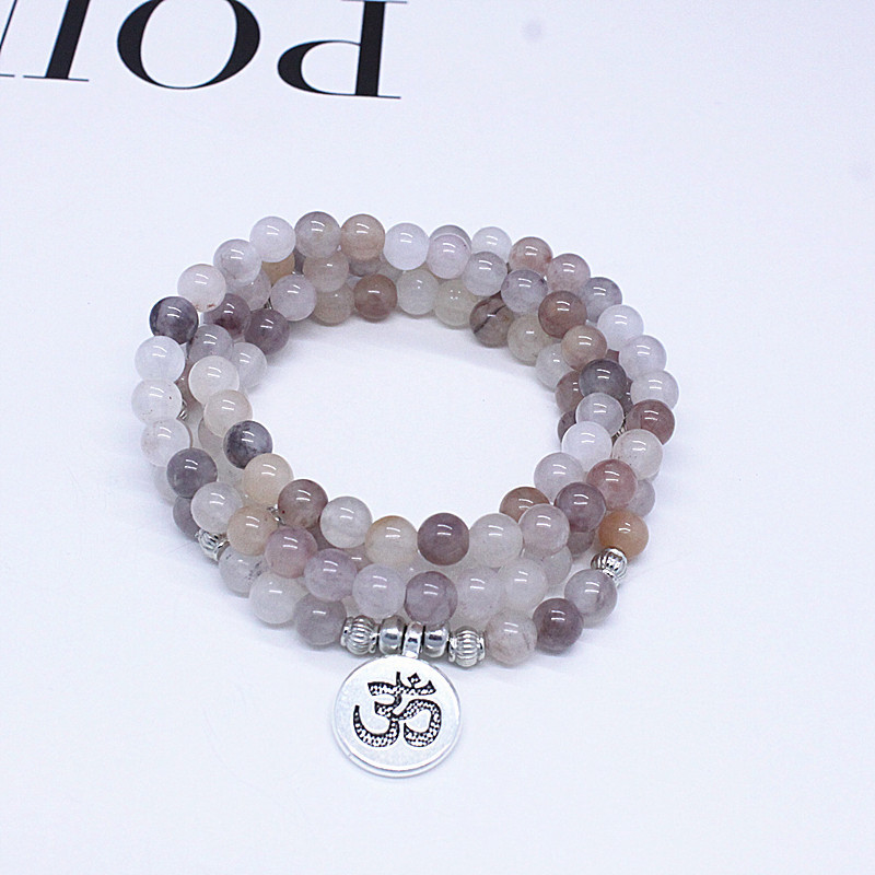 Natural stone head beads grape seeds 108 European and American fashion bracelet rosary lucky bracelet men and women agate accessories