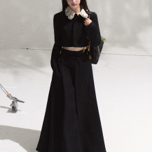 "各自的月亮"羊毛薄呢绒上衣套装手工钩针高腰半身裙两件套装冬