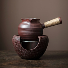 带盖侧把烤茶罐粗陶罐罐茶土陶公道杯煮茶器家用煮茶壶烤茶炉